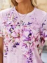 Floral Crew Neck Loose Casual T-Shirt