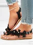 Women's Romantic Applique Lace Flower Decorative Elegant Wedding Flat Heel Sandals