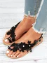 Women's Romantic Applique Lace Flower Decorative Elegant Wedding Flat Heel Sandals