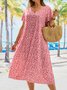 Plus Size V Neck Floral Vacation Loose Dress