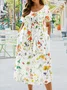 Plus Size Jersey Floral Crew Neck Vacation Dress