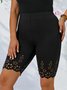 Plus Size Knitted Plain Casual Tight Leggings