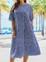 Plus Size Loose Vacation Floral Notched Dress