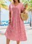 Plus Size V Neck Floral Vacation Loose Dress