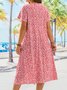 Plus Size V Neck Floral Vacation Loose Dress