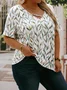 Plus Size Jersey Loose Lace-Up Casual Shirt