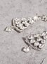 Banquet Party Silver Diamond Heart Earrings Christmas Tree Pattern Jewelry Xmas Earrings