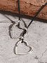 Casual Leather Cord Silver Heart Pendant Necklace Western Style Vintage Ethnic Jewelry