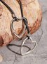 Casual Leather Cord Silver Heart Pendant Necklace Western Style Vintage Ethnic Jewelry