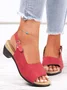 Retro Solid Simple Open Toe Chunky Heel Sandals