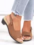 Retro Solid Simple Open Toe Chunky Heel Sandals