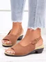 Retro Solid Simple Open Toe Chunky Heel Sandals