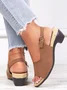 Retro Solid Simple Open Toe Chunky Heel Sandals