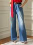 Loose High Waist Plain Urban Wide leg Long Jeans