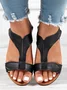 Retro Solid Color Casual Velcro Portable Sandals