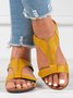 Retro Solid Color Casual Velcro Portable Sandals