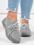 Mesh Platform Solid Color Lace-Up Flyknit Lightweight Soft Sole Slip-On Sneakers