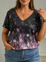 Plus Size Pink  Floral Casual Regular Fit T-Shirt