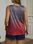 Plus Size Casual Ombre Jersey Half Open Collar Tank Top