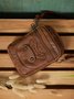Antique Soft Leather Zip Multi Pocket One Shoulder Crossbody Bag