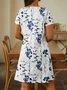 Floral Printed Loose Asymmetrical Casual Dress
