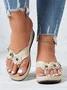 Vintage Floral Casual Wedge Flip-Flops