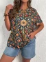 Plus Size Casual Loose Crew Neck Jersey T-Shirt