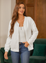 Casual Zipper Plain Loose Bomber Micro-Elasticity H-Line Long Sleeve Pilot Jacket