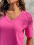 Regular Fit Plain Casual V Neck Half Sleeve T-Shirt