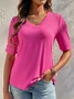 Regular Fit Plain Casual V Neck Half Sleeve T-Shirt