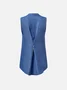 Buttoned Simple Sleeveless Regular Cotton and linen Shirts
