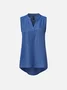 Buttoned Simple Sleeveless Regular Cotton and linen Shirts