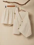 Linen V Neck Cotton And Linen Regular Fit Two-Piece Set