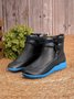 zolucky Vintage Women Casual Braided Strap Breathable Lether PU Flat Heel Classic Boots