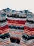 Womens Cardigan Color Block Striped Long Sleeve Open Front Casual Knit Sweater Holiday Coat Outwear