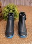 zolucky Vintage Women Casual Braided Strap Breathable Lether PU Flat Heel Classic Boots