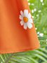 Casual Daisy Loose V Neck Three Quarter Sleeve Blouse