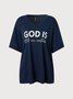 V Neck Casual Letter T-Shirt