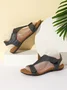 Retro Solid Color Casual Velcro Portable Sandals