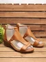 zolucky Women Casual Leather Comfy Wedge Sandals