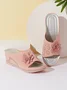 3D Floral Cutout Upper Vintage Bohemian Wedge Slippers