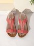 Retro Solid Color Casual Velcro Portable Sandals