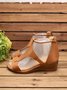 zolucky Women Casual Leather Comfy Wedge Sandals