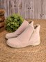 Faux Leather Panel Zip and Fleece Soft Ankle Ankle Boots