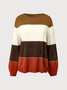 Women Stripe Long Sleeve Casual Knit Pullover Sweater