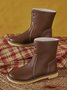 Women Casual PU Snow Boots Full Waterproof Insulated Low Heel Winter Boots
