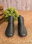 zolucky Women Casual Green Daily Adjustable Soft Leather Booties