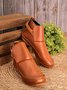 zolucky Women Casual Green Daily Adjustable Soft Leather Booties