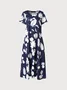 Cotton Blends Floral Loosen Short Sleeve Woven Dress