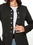 Zolucky Women Urban Loosen Stand Collar Long Sleeve Jacket